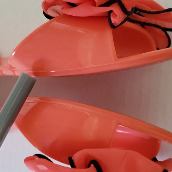 Women's Rubber Flats Open Toe Sandals w Bow Pink Coral - Picture 10 of 12